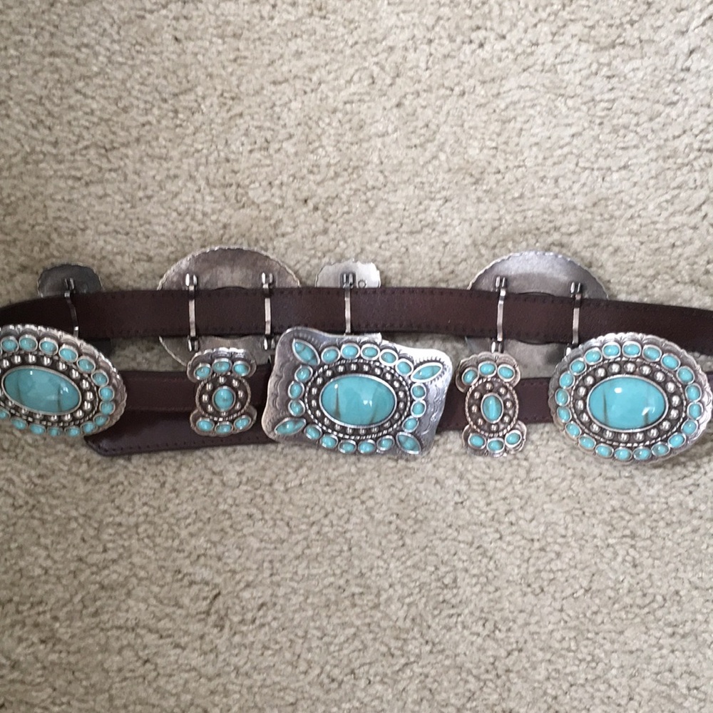 SSM Geniune Leather (Brown) & Turquoise Belt